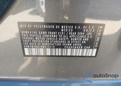 2024 Volkswagen Jetta 1.5T Se из США, поврежденный, VIN 3VW7M7BU7RM012715